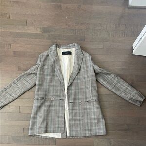 zara basic never worn nwot black and white plaid blazer
